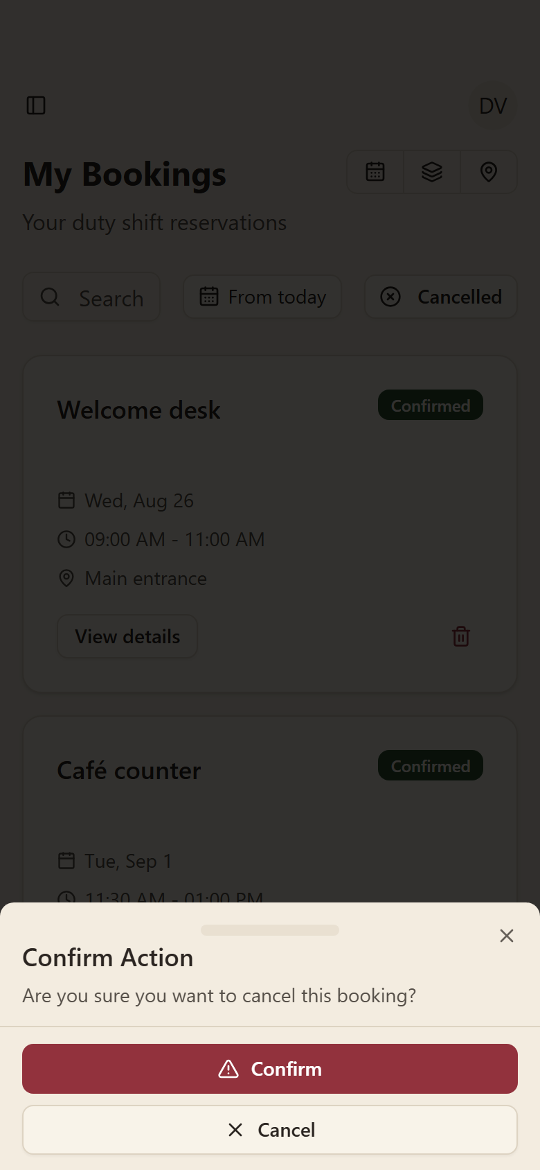 Confirming something, on a phone