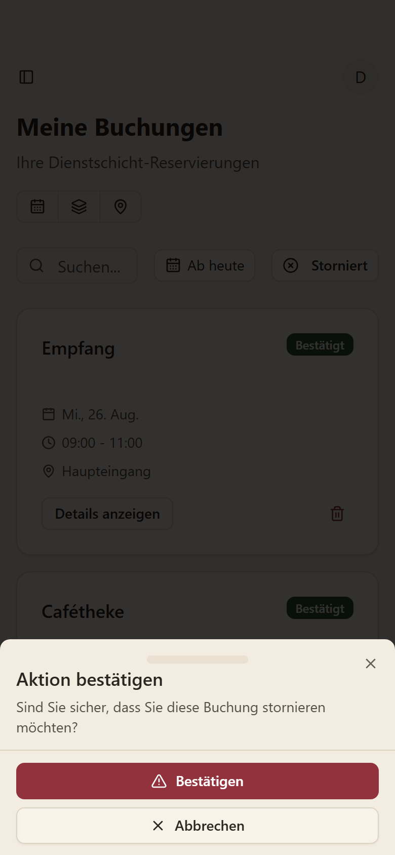 Etwas bestätigen, auf dem Handy