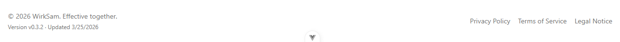 Footer showing version number and last update date