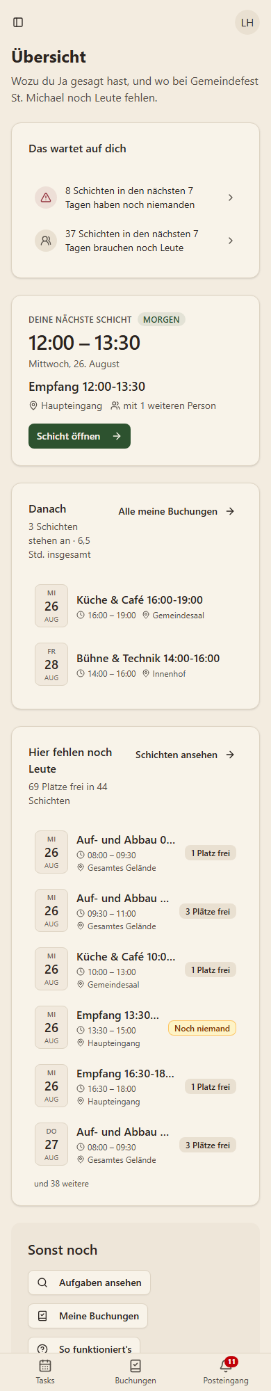 Die Übersicht auf dem Handy
